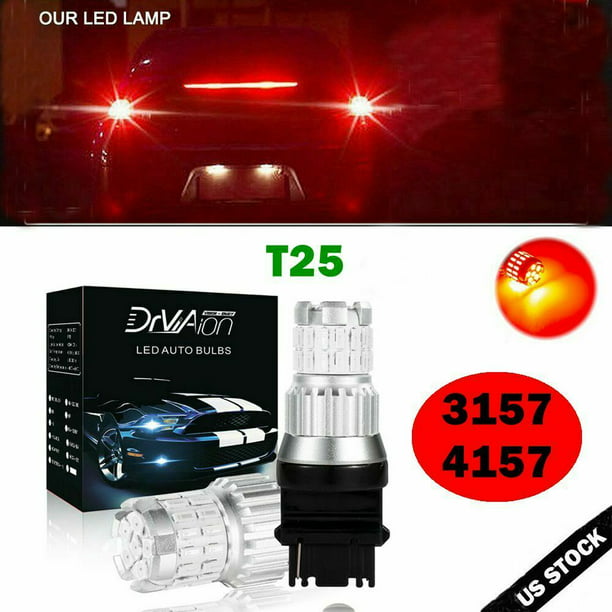 2Pcs 3157 Bright Red LED Strobe Flashing Tail Brake Stop Parking Bulbs Light Kit 